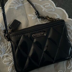 Coach Black poppy Patent Leather Wristlet